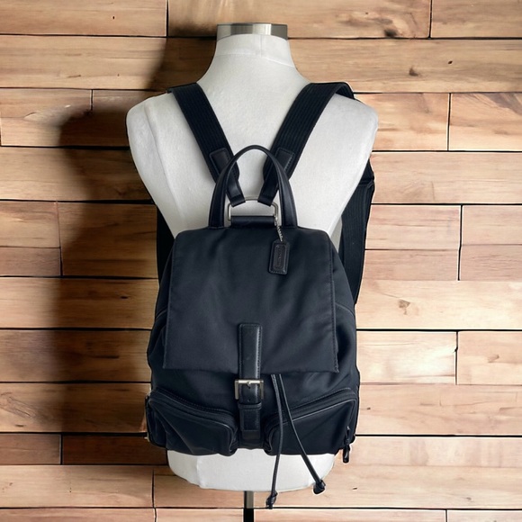 Coach Black Nylon/Leather Mercer Backpack F1J-7432 - Picture 1 of 10